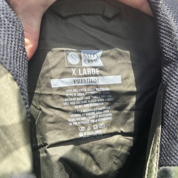 Salty Crew Windbreaker Jacket Hoodie Men XL Camouflage Storm-Ready-Fishing Gear - Picture 12 of 12